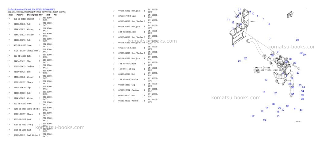 Komatsu gd655-6 s/n 60001-up Parts catalog cover Page 2