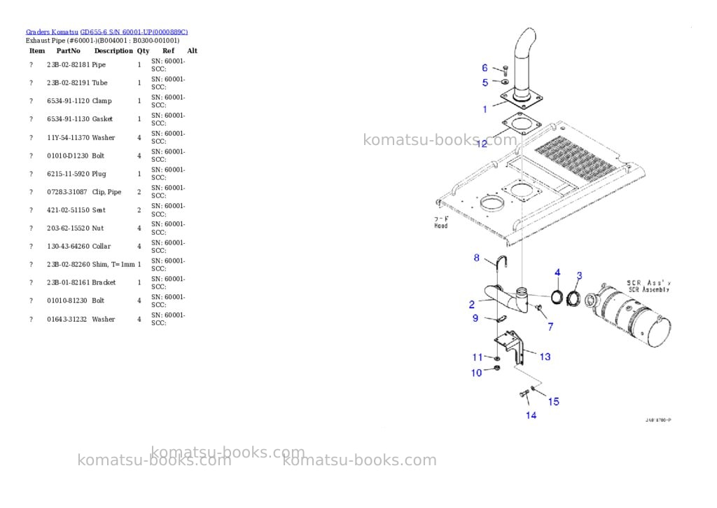 Komatsu gd655-6 s/n 60001-up Parts catalog cover Page 6