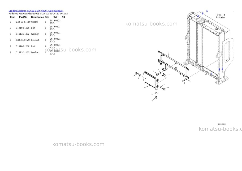 Komatsu gd655-6 s/n 60001-up Parts catalog cover Page 9