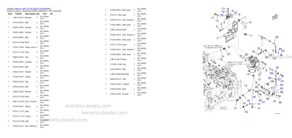 Komatsu gd675-6 s/n 60001-up Parts catalog cover Page 2 Komatsu gd675-6 s/n 60001-up Parts catalog cover Page 2