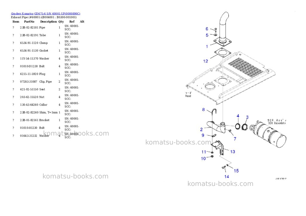 Komatsu gd675-6 s/n 60001-up Parts catalog cover Page 6 Komatsu gd675-6 s/n 60001-up Parts catalog cover Page 6