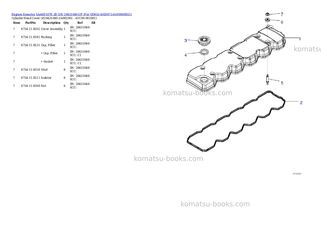 Komatsu saa6d107e-3d s/n 26631040-up for gd655-6/gd675-6 Parts catalog cover Komatsu saa6d107e-3d s/n 26631040-up for gd655-6/gd675-6 Parts catalog cover