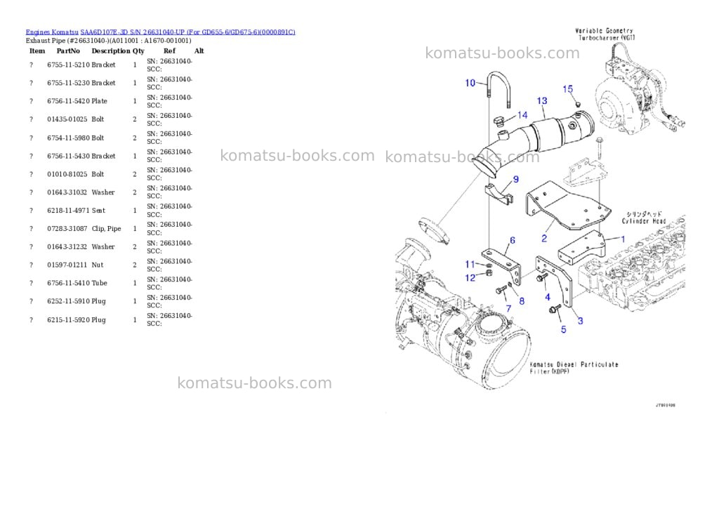 Komatsu saa6d107e-3d s/n 26631040-up for gd655-6/gd675-6 Parts catalog cover Page 10 Komatsu saa6d107e-3d s/n 26631040-up for gd655-6/gd675-6 Parts catalog cover Page 10