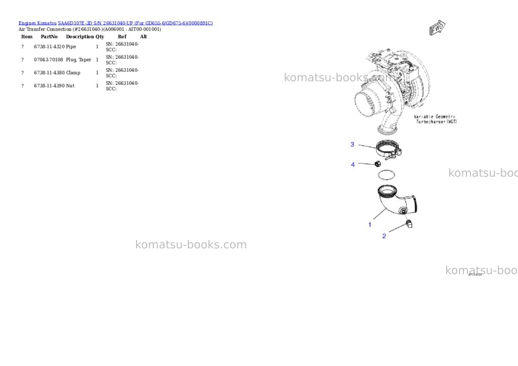 Komatsu saa6d107e-3d s/n 26631040-up for gd655-6/gd675-6 Parts catalog cover Page 5 Komatsu saa6d107e-3d s/n 26631040-up for gd655-6/gd675-6 Parts catalog cover Page 5