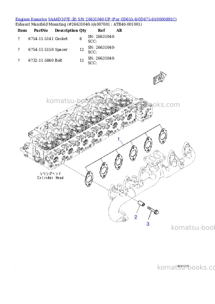 Komatsu saa6d107e-3d s/n 26631040-up for gd655-6/gd675-6 Parts catalog cover Page 6 Komatsu saa6d107e-3d s/n 26631040-up for gd655-6/gd675-6 Parts catalog cover Page 6