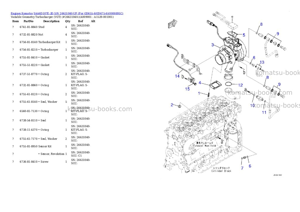 Komatsu saa6d107e-3d s/n 26631040-up for gd655-6/gd675-6 Parts catalog cover Page 8 Komatsu saa6d107e-3d s/n 26631040-up for gd655-6/gd675-6 Parts catalog cover Page 8