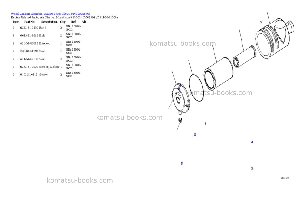 Komatsu wa380-8 s/n 15001-up Parts catalog cover Page 4