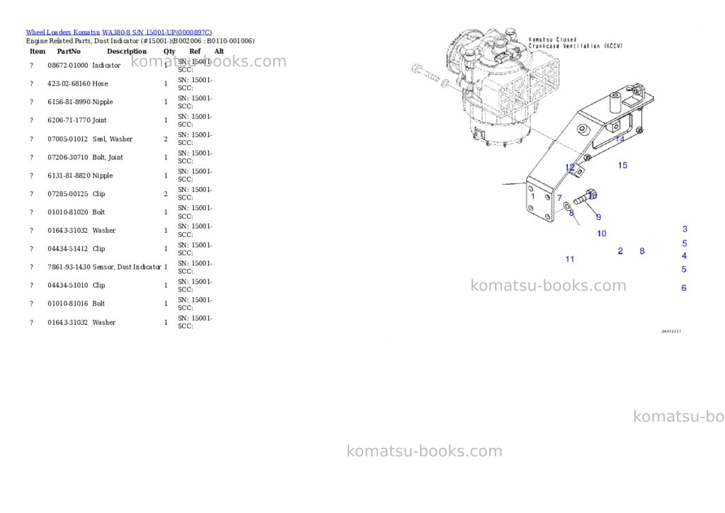Komatsu wa380-8 s/n 15001-up Parts catalog cover Page 6