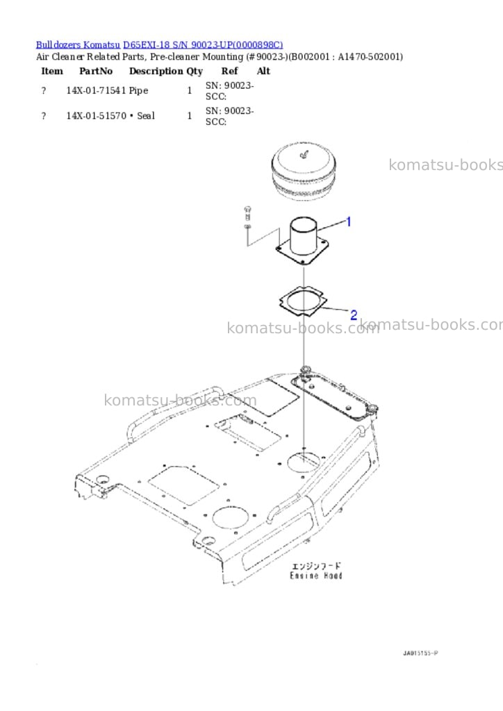 Komatsu d65exi-18 s/n 90023-up Parts catalog cover Page 2 Komatsu d65exi-18 s/n 90023-up Parts catalog cover Page 2