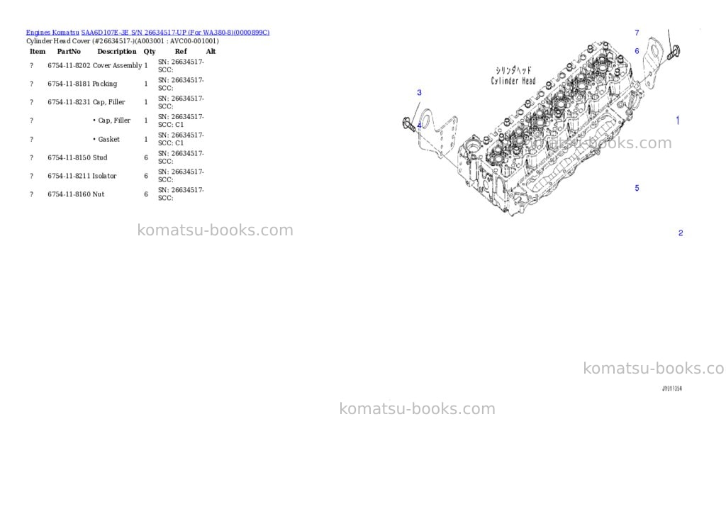 Komatsu saa6d107e-3e s/n 26634517-up for wa380-8 Parts catalog cover Page 2