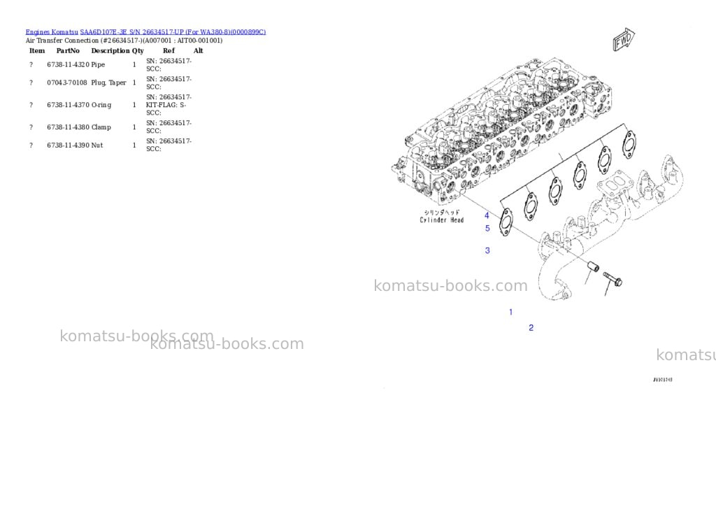 Komatsu saa6d107e-3e s/n 26634517-up for wa380-8 Parts catalog cover Page 6