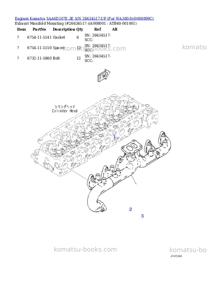 Komatsu saa6d107e-3e s/n 26634517-up for wa380-8 Parts catalog cover Page 7