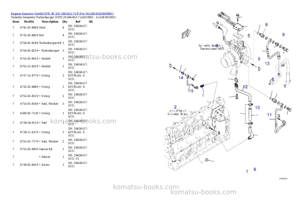 Komatsu saa6d107e-3e s/n 26634517-up for wa380-8 Parts catalog cover Page 9