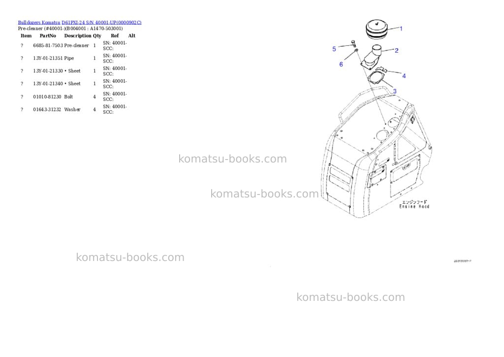 Komatsu d61pxi-24 s/n 40001-up Parts catalog cover Page 3