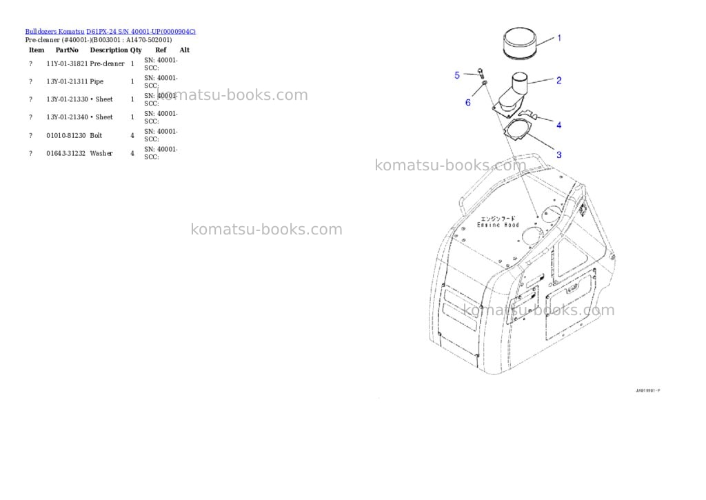 Komatsu d61px-24 s/n 40001-up Parts catalog cover Page 2