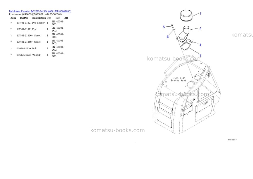 Komatsu d61exi-24 s/n 40001-up Parts catalog cover Page 2