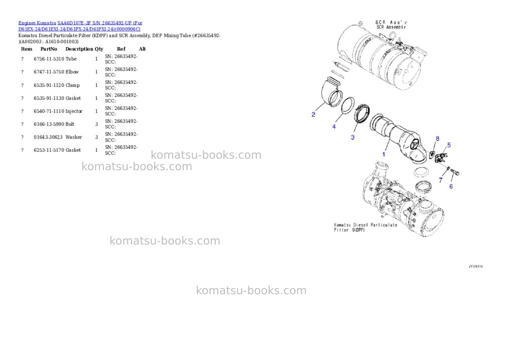 Komatsu saa6d107e-3f s/n 26635492-up for d61ex-24/d61exi-24/d61px-24/d61pxi-24 Parts catalog cover Page 3 Komatsu saa6d107e-3f s/n 26635492-up for d61ex-24/d61exi-24/d61px-24/d61pxi-24 Parts catalog cover Page 3