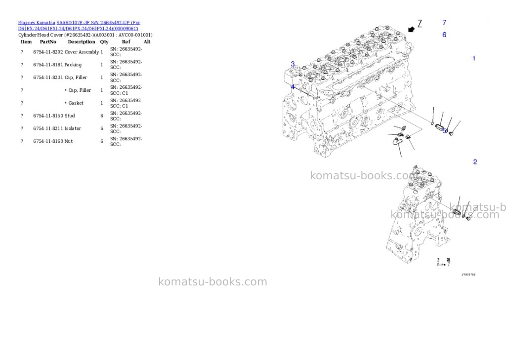 Komatsu saa6d107e-3f s/n 26635492-up for d61ex-24/d61exi-24/d61px-24/d61pxi-24 Parts catalog cover Page 7 Komatsu saa6d107e-3f s/n 26635492-up for d61ex-24/d61exi-24/d61px-24/d61pxi-24 Parts catalog cover Page 7