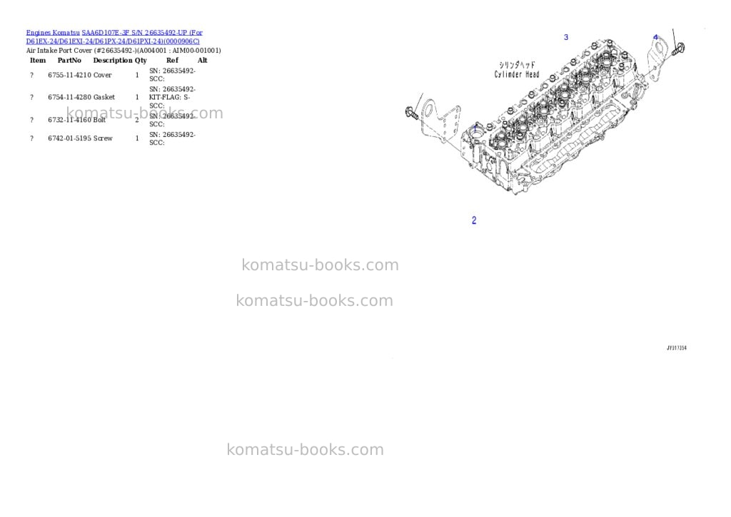 Komatsu saa6d107e-3f s/n 26635492-up for d61ex-24/d61exi-24/d61px-24/d61pxi-24 Parts catalog cover Page 8 Komatsu saa6d107e-3f s/n 26635492-up for d61ex-24/d61exi-24/d61px-24/d61pxi-24 Parts catalog cover Page 8
