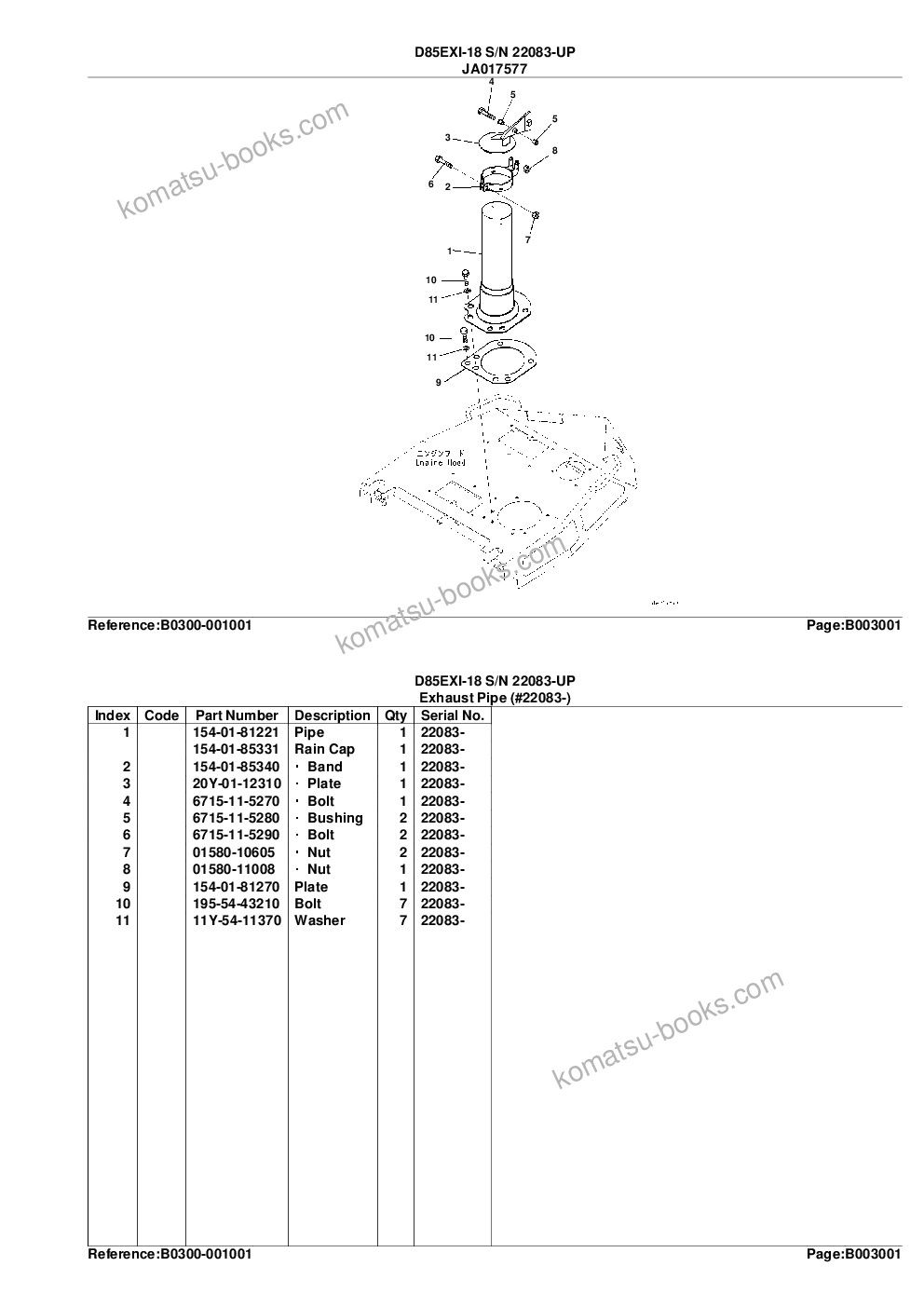 Komatsu d85exi-18 s/n 22083-up Parts catalog cover Page 10