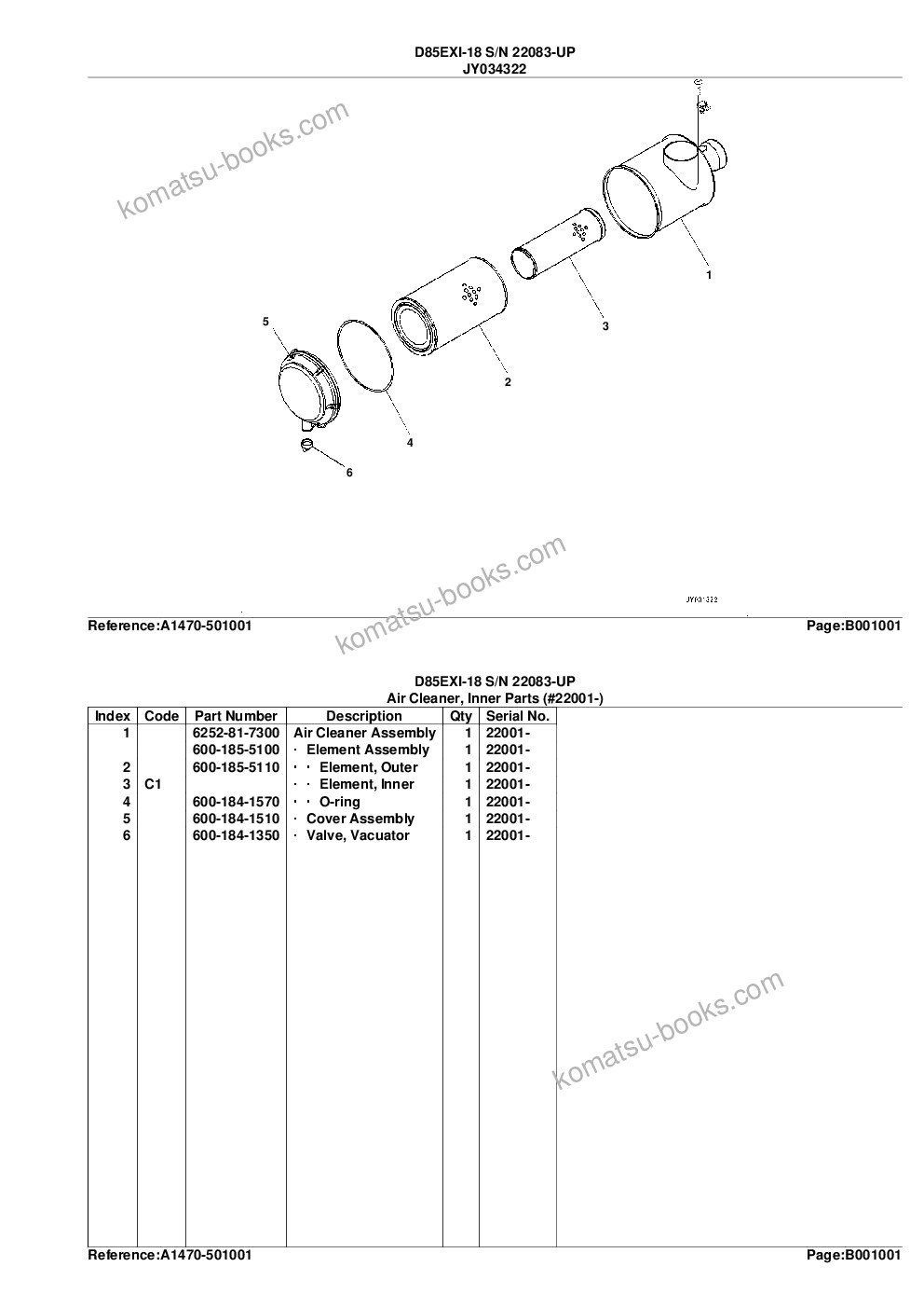 Komatsu d85exi-18 s/n 22083-up Parts catalog cover Page 4