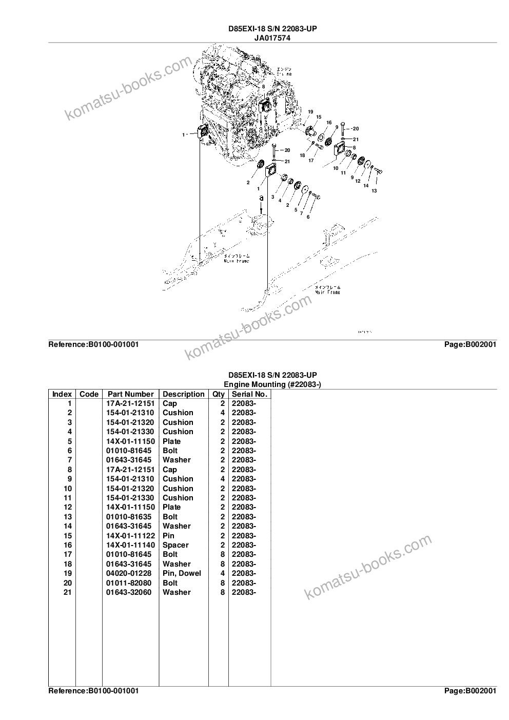 Komatsu d85exi-18 s/n 22083-up Parts catalog cover Page 8