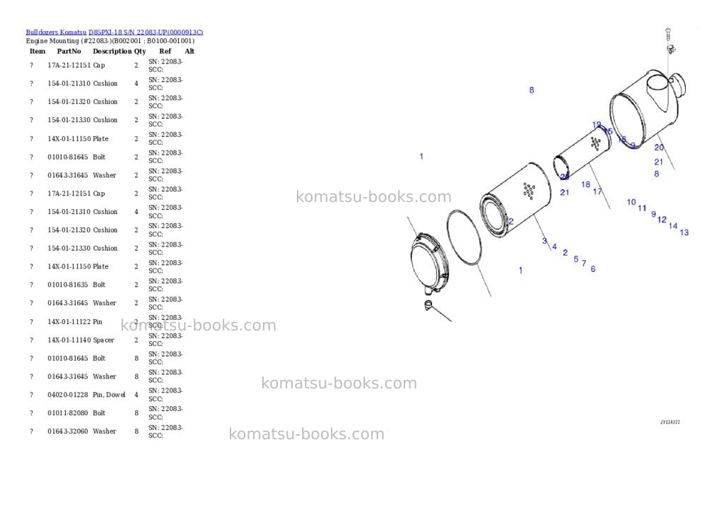 Komatsu d85pxi-18 s/n 22083-up Parts catalog cover Page 2 Komatsu d85pxi-18 s/n 22083-up Parts catalog cover Page 2