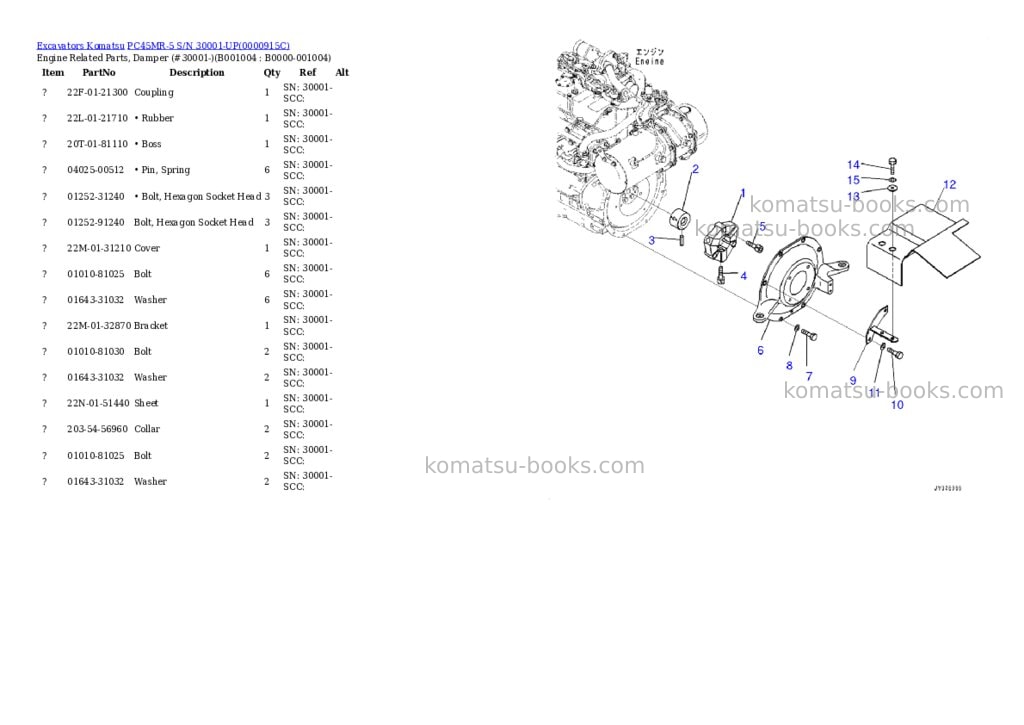 Komatsu pc45mr-5 s/n 30001-up Parts catalog cover Page 3 Komatsu pc45mr-5 s/n 30001-up Parts catalog cover Page 3