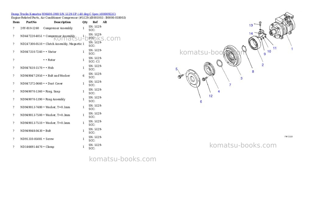 Komatsu hm400-3m0 s/n 5129-up -40 deg c spec. Parts catalog cover Page 2