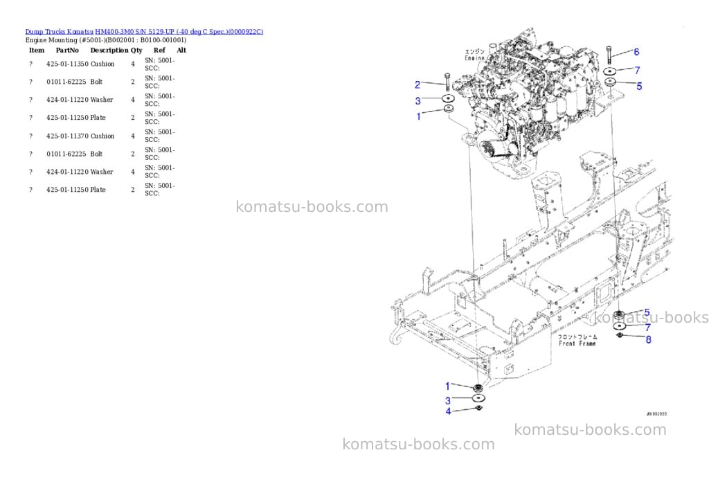 Komatsu hm400-3m0 s/n 5129-up -40 deg c spec. Parts catalog cover Page 6