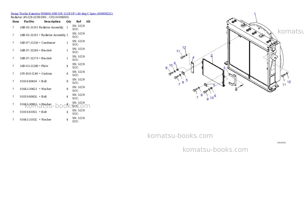 Komatsu hm400-3m0 s/n 5129-up -40 deg c spec. Parts catalog cover Page 8