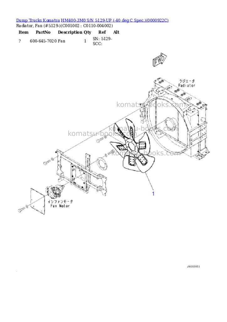 Komatsu hm400-3m0 s/n 5129-up -40 deg c spec. Parts catalog cover Page 9