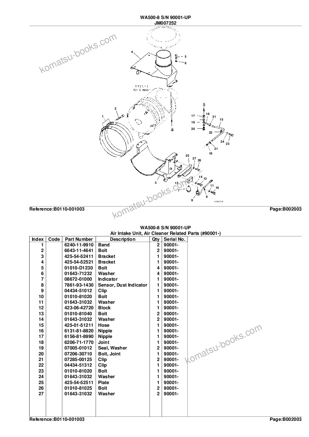 Komatsu wa500-8 s/n 90001-up Parts catalog cover Page 10