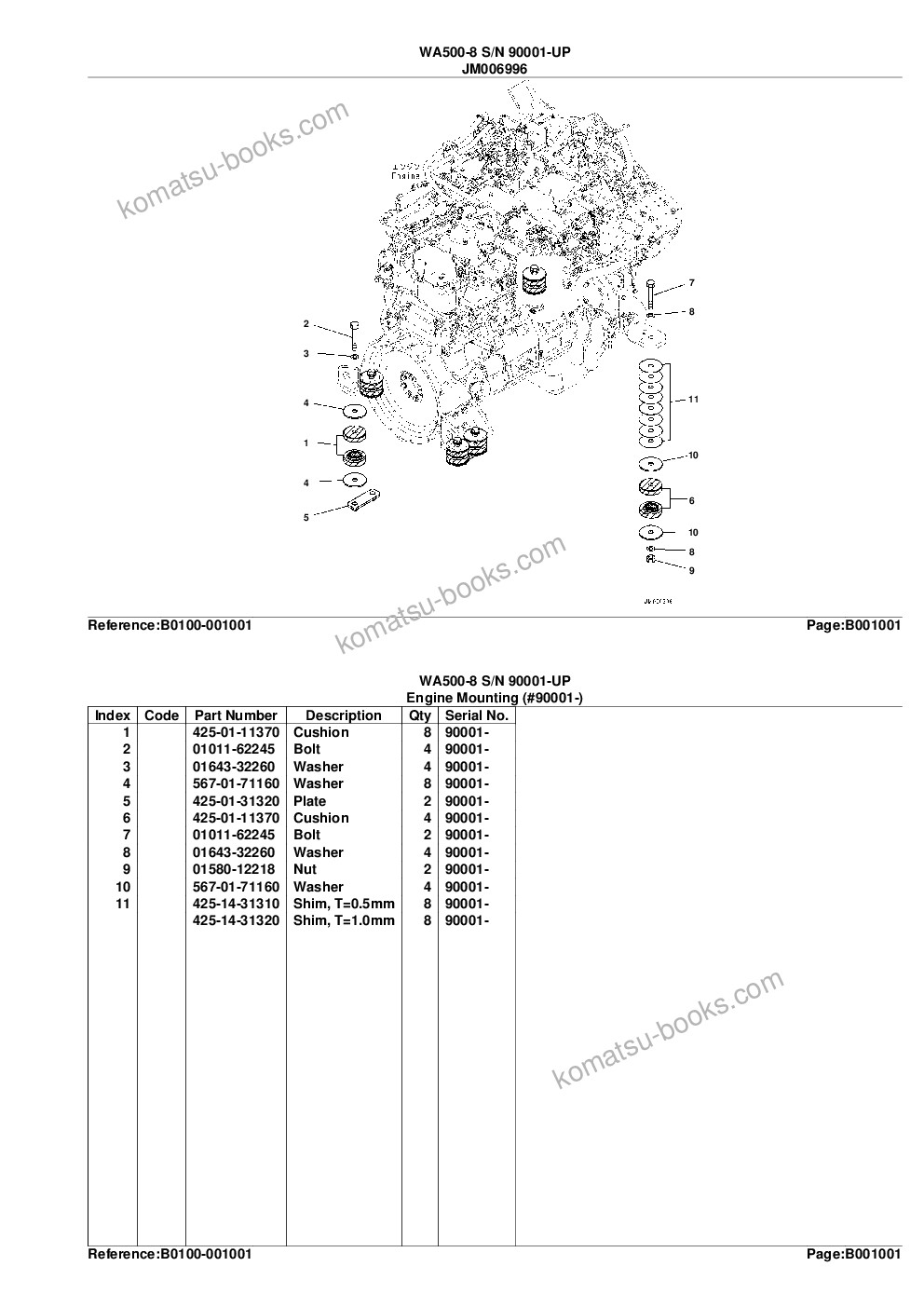Komatsu wa500-8 s/n 90001-up Parts catalog cover Page 4