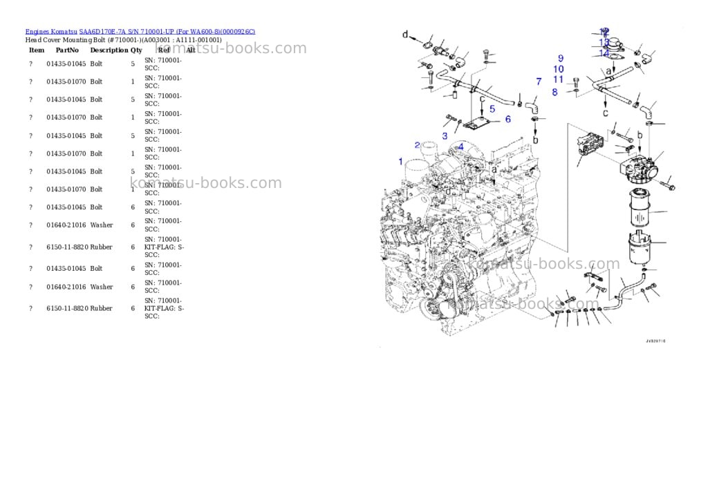 Komatsu saa6d170e-7a s/n 710001-up for wa600-8 Parts catalog cover Page 2 Komatsu saa6d170e-7a s/n 710001-up for wa600-8 Parts catalog cover Page 2