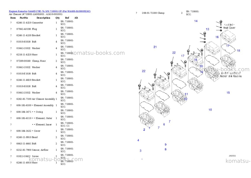 Komatsu saa6d170e-7a s/n 710001-up for wa600-8 Parts catalog cover Page 6 Komatsu saa6d170e-7a s/n 710001-up for wa600-8 Parts catalog cover Page 6