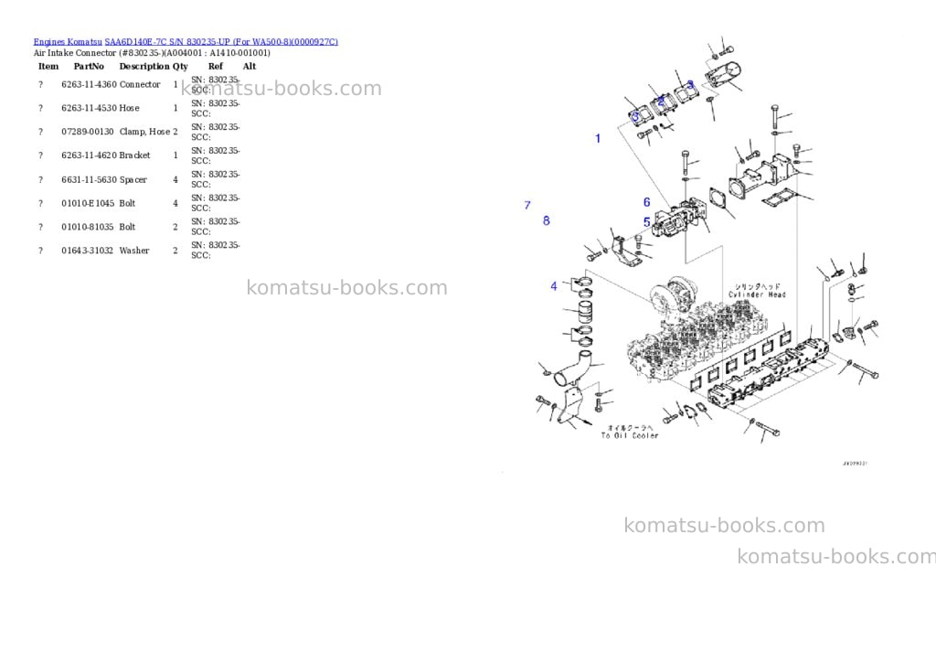 Komatsu saa6d140e-7c s/n 830235-up for wa500-8 Parts catalog cover Page 3