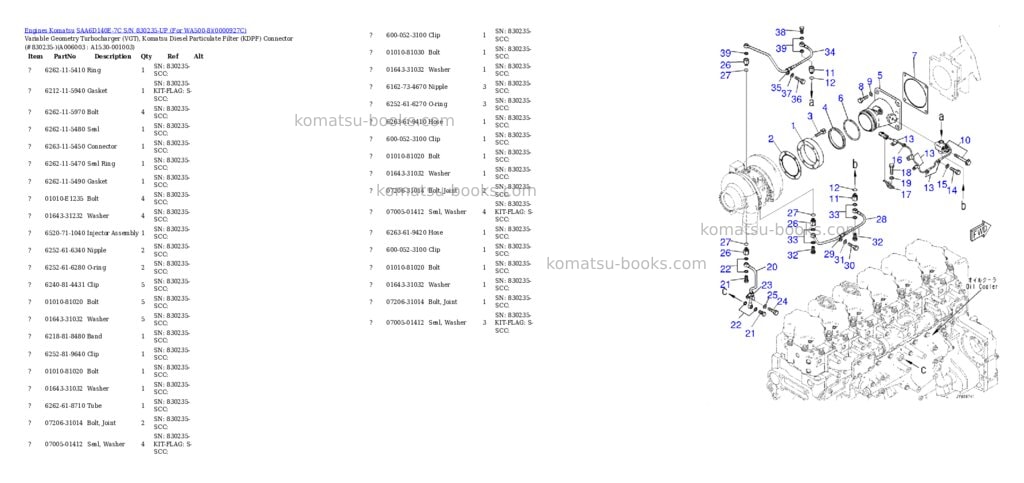 Komatsu saa6d140e-7c s/n 830235-up for wa500-8 Parts catalog cover Page 7