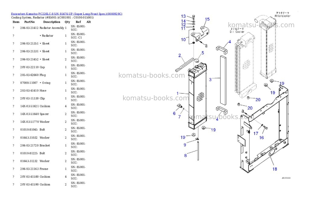 Komatsu pc220lc-8 s/n 85674-up super long front spec. Parts catalog cover Page 2 Komatsu pc220lc-8 s/n 85674-up super long front spec. Parts catalog cover Page 2