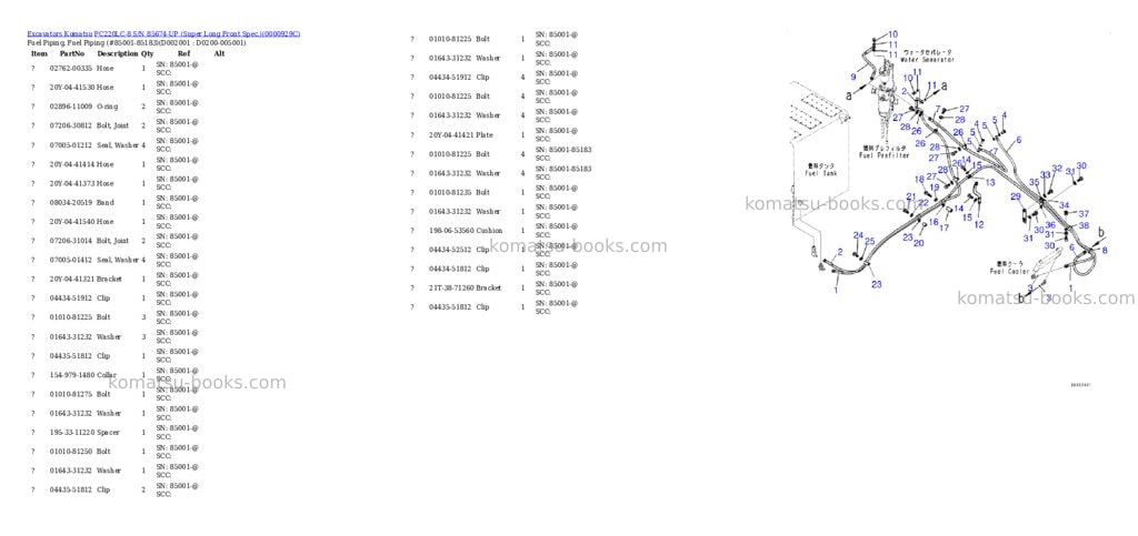 Komatsu pc220lc-8 s/n 85674-up super long front spec. Parts catalog cover Page 8 Komatsu pc220lc-8 s/n 85674-up super long front spec. Parts catalog cover Page 8