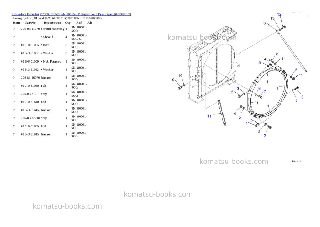 Komatsu pc300lc-8m0 s/n 80065-up super long front spec. Parts catalog cover Komatsu pc300lc-8m0 s/n 80065-up super long front spec. Parts catalog cover