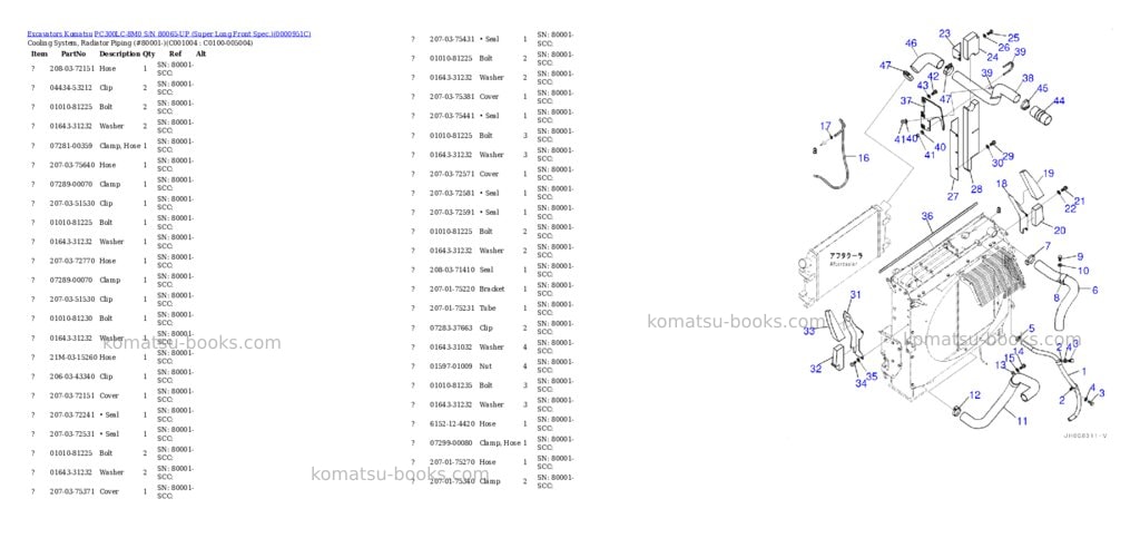 Komatsu pc300lc-8m0 s/n 80065-up super long front spec. Parts catalog cover Page 6 Komatsu pc300lc-8m0 s/n 80065-up super long front spec. Parts catalog cover Page 6