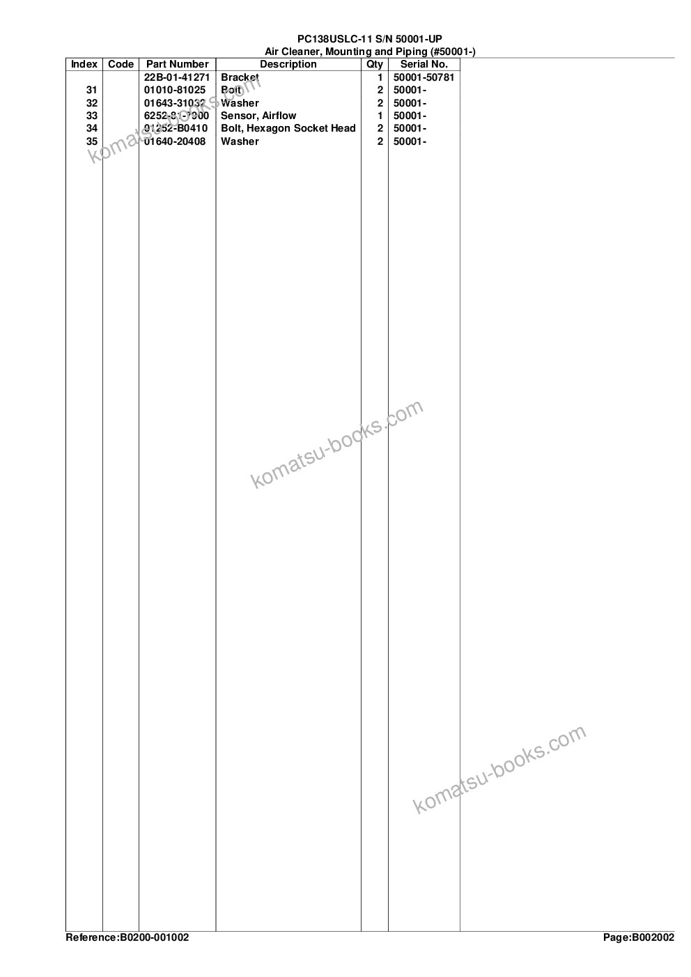 Komatsu pc138uslc-11 s/n 50001-up Parts catalog cover Page 10