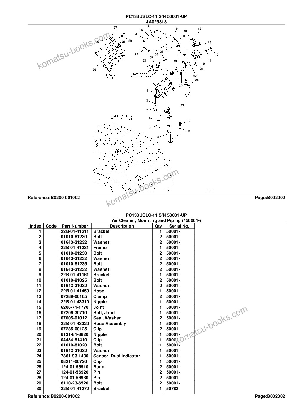 Komatsu pc138uslc-11 s/n 50001-up Parts catalog cover Page 9
