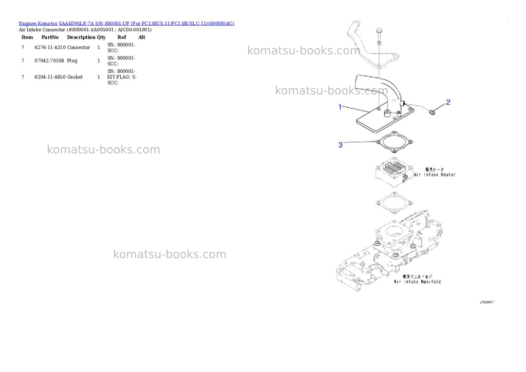 Komatsu saa4d95le-7a s/n 800001-up for pc138us-11/pc138uslc-11 Parts catalog cover Page 4