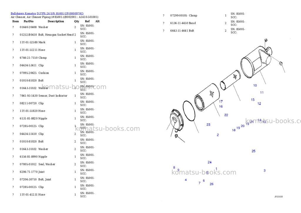 Komatsu d37px-24 s/n 85001-up Parts catalog cover Komatsu d37px-24 s/n 85001-up Parts catalog cover