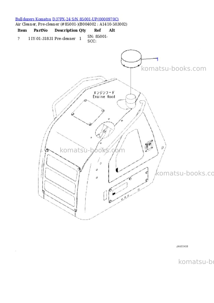 Komatsu d37px-24 s/n 85001-up Parts catalog cover Page 8 Komatsu d37px-24 s/n 85001-up Parts catalog cover Page 8