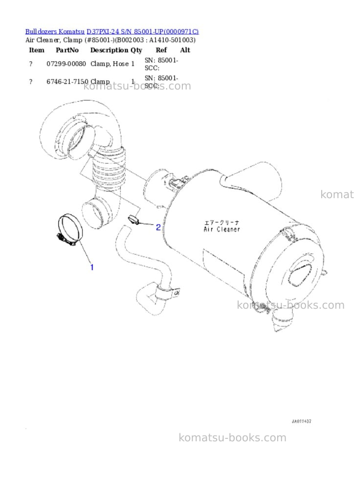 Komatsu d37pxi-24 s/n 85001-up Parts catalog cover Page 3 Komatsu d37pxi-24 s/n 85001-up Parts catalog cover Page 3