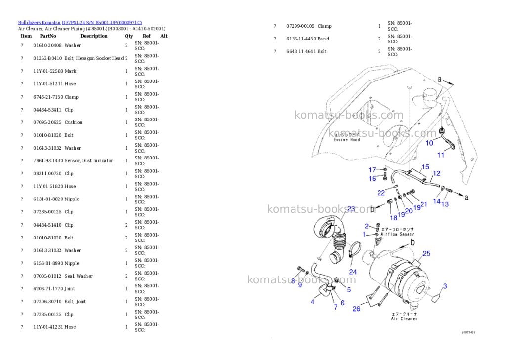 Komatsu d37pxi-24 s/n 85001-up Parts catalog cover Page 4 Komatsu d37pxi-24 s/n 85001-up Parts catalog cover Page 4
