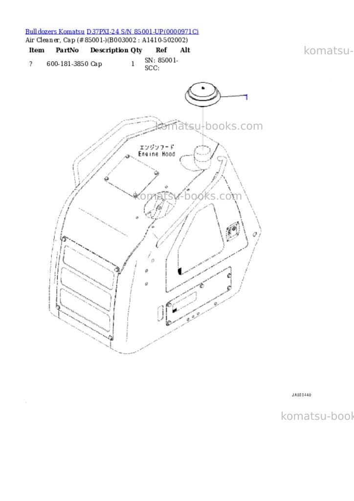 Komatsu d37pxi-24 s/n 85001-up Parts catalog cover Page 5 Komatsu d37pxi-24 s/n 85001-up Parts catalog cover Page 5